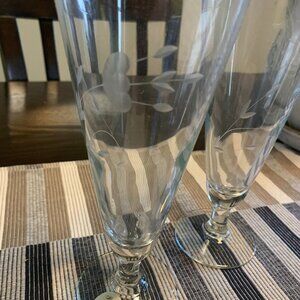 Princess House Crystal Heritage pattern Pilsner Glasses set of 2